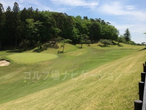 奥が山吹ルートのグリーン。かなりの打ち上げになります。