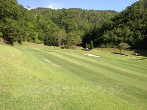 グリーンは気持ち砲台なのでセカンド地点からグリーン面が見えない。