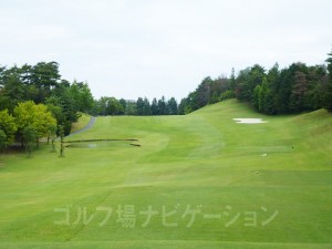 ティショットはやや打ち上げで左サイドの池に注意