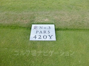 3番ホール、レディスティからの距離は420ヤード