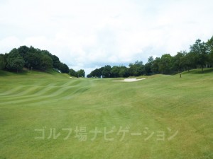 池を越えるとグリーンまで傾斜のかなりある上り